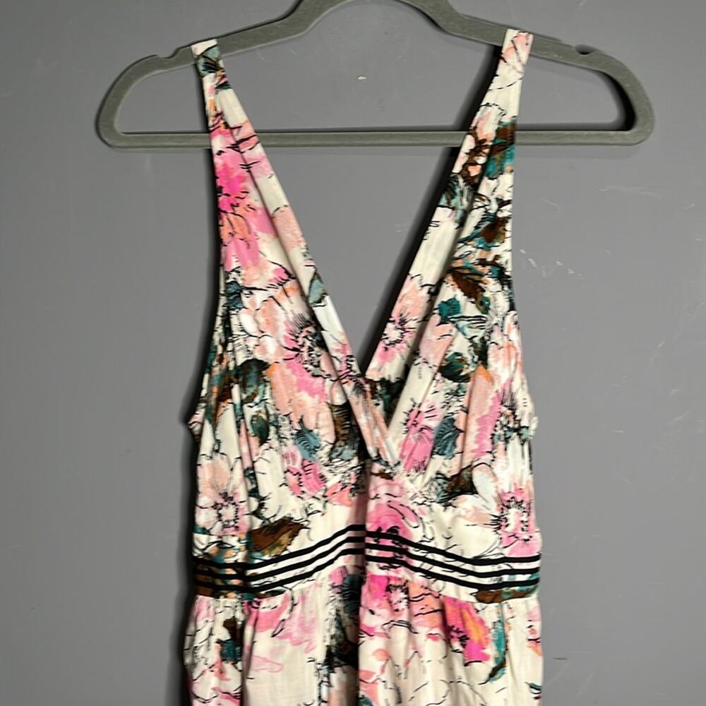 Plenty by Tracy Reese Pink Floral Wide Leg Jumpsuit Exposed Zipper 10 - Picture 2 of 11